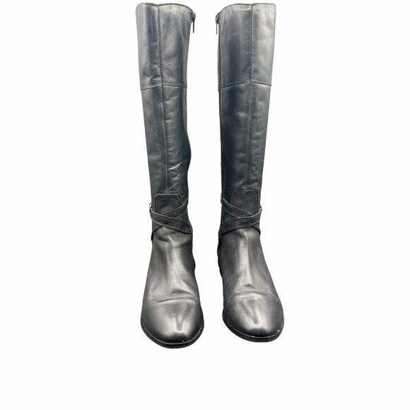 Clarks Black Leather Riding Boots Women’s 8.5M Knee High Zip Equestrian - Picture 3 of 15